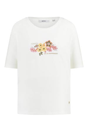 gebloemd T-shirt wit