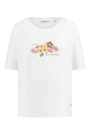 gebloemd T-shirt wit