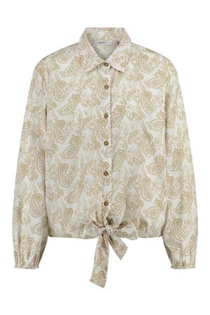 blouse met paisley print zand