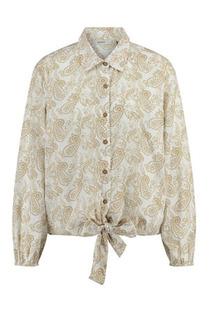 blouse met paisley print zand