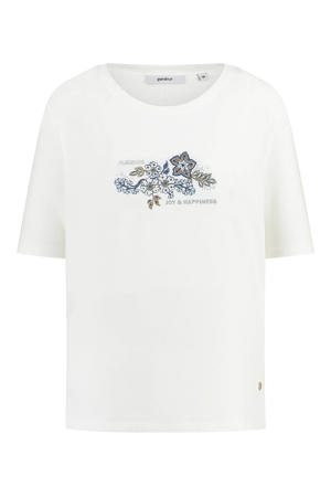 gebloemd T-shirt wit