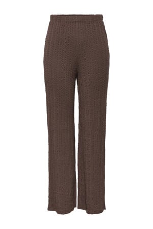 wide leg regular waist casual broek bruin
