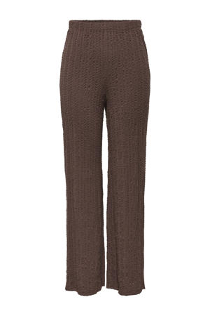 wide leg regular waist casual broek bruin