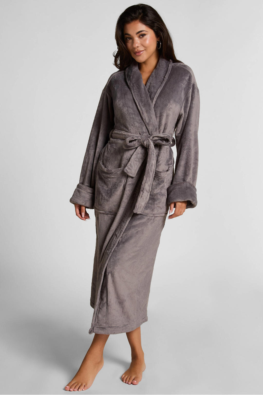 Hunkemöller fleece badjas grijs
