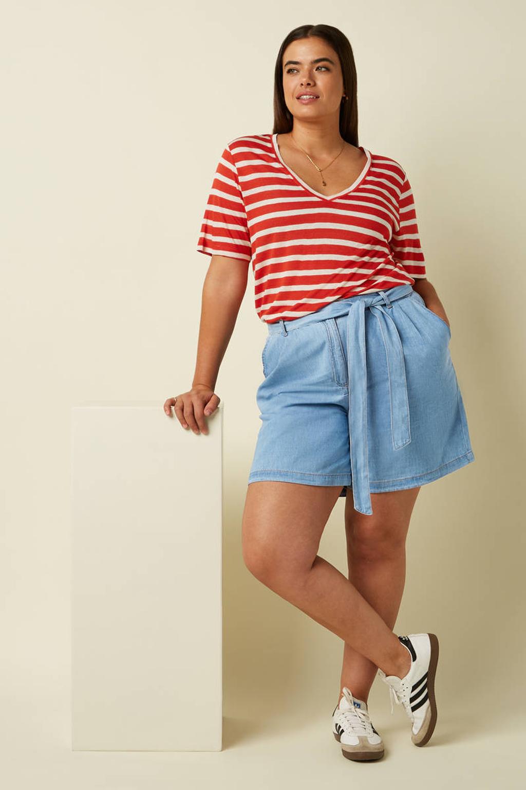 Light blue denim dames King Louie regular waist short van denim met effen