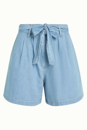 regular waist short light blue denim