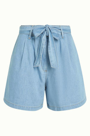 regular waist short light blue denim