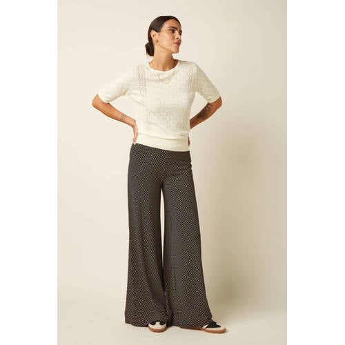 King Louie wide leg high waist broek met stippen zwart afbeelding