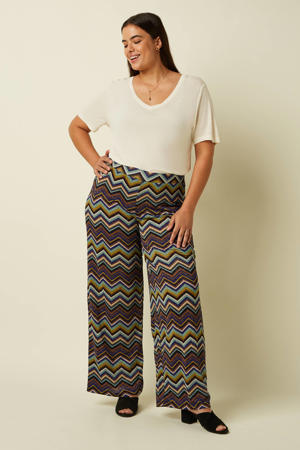 high waist flared broek multi