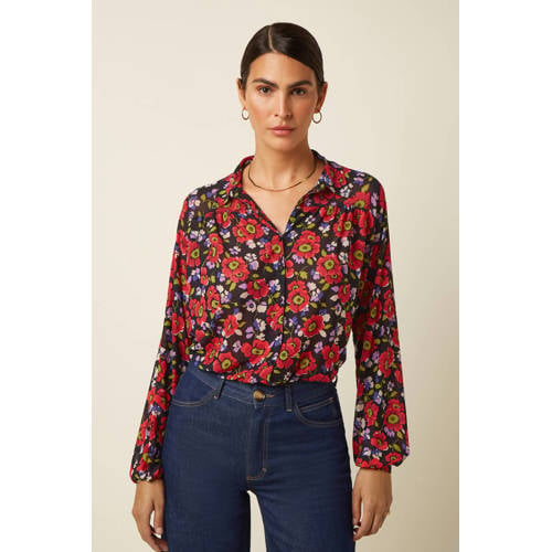 King Louie gebloemde blouse rood afbeelding