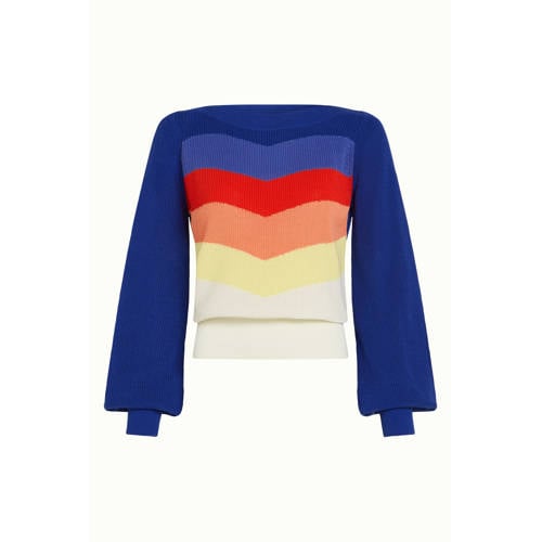 King Louie gestreepte gebreide trui blauw afbeelding