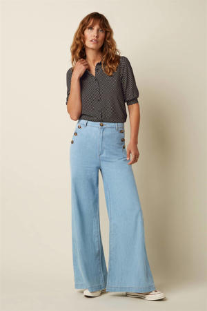 blouse met stippen zwart