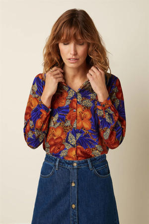 gebloemde blouse oranje