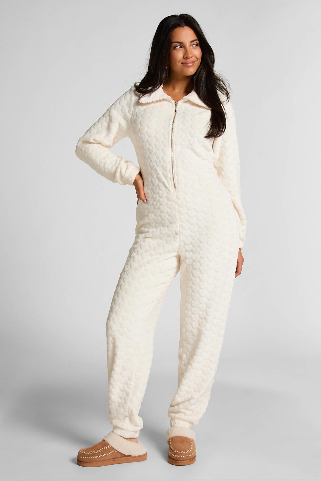 Hunkemöller fleece onesie gebroken wit