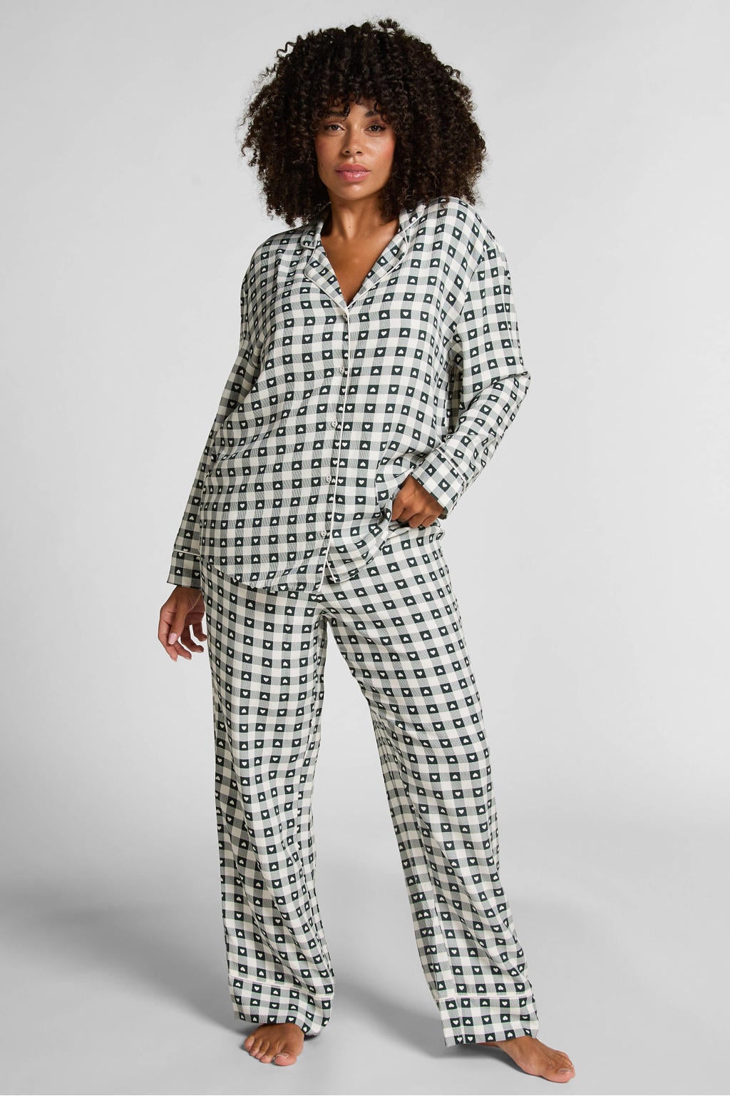 Hunkemöller pyjama groen/wit