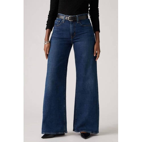 Levi's high waist wide leg jeans dark blue denim afbeelding