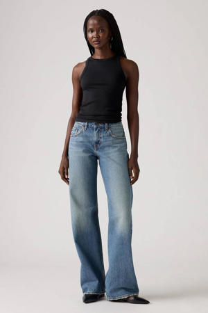 LOW LOOSE low waist wide leg jeans medium blue denim