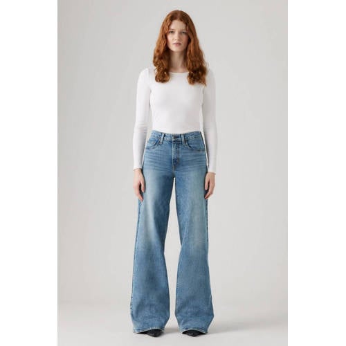 Levi's high waist wide leg jeans medium blue denim afbeelding