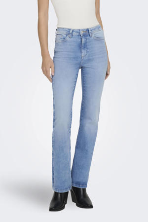 high waist flared jeans light blue denim