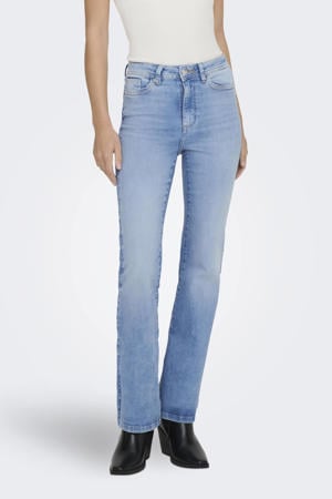 high waist flared jeans light blue denim