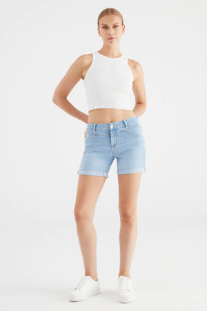 skinny regular waist short light blue denim