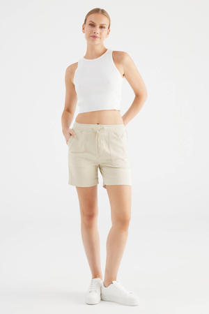 slim regular waist casual short beige