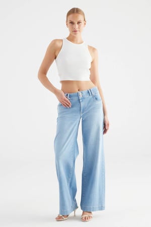 wide leg jeans light blue denim