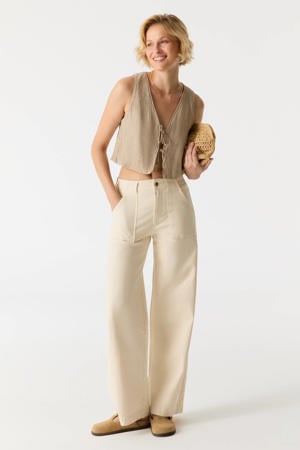 high waist wide leg jeans ecru