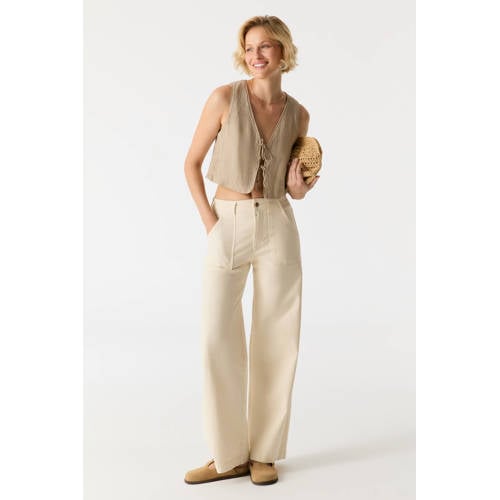 Cup of Joe Denim high waist wide leg jeans ecru afbeelding