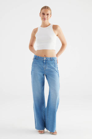 wide leg jeans medium blue denim