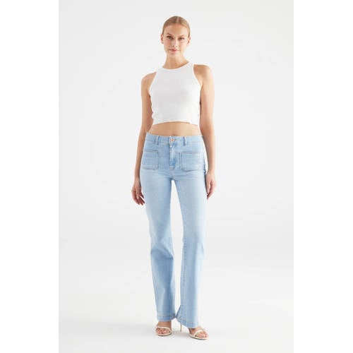 Cup of Joe Denim high waist straight leg jeans light blue denim afbeelding