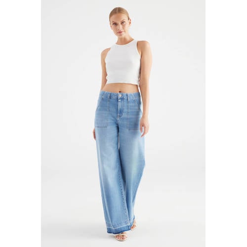 Cup of Joe Denim high waist wide leg jeans light blue denim afbeelding