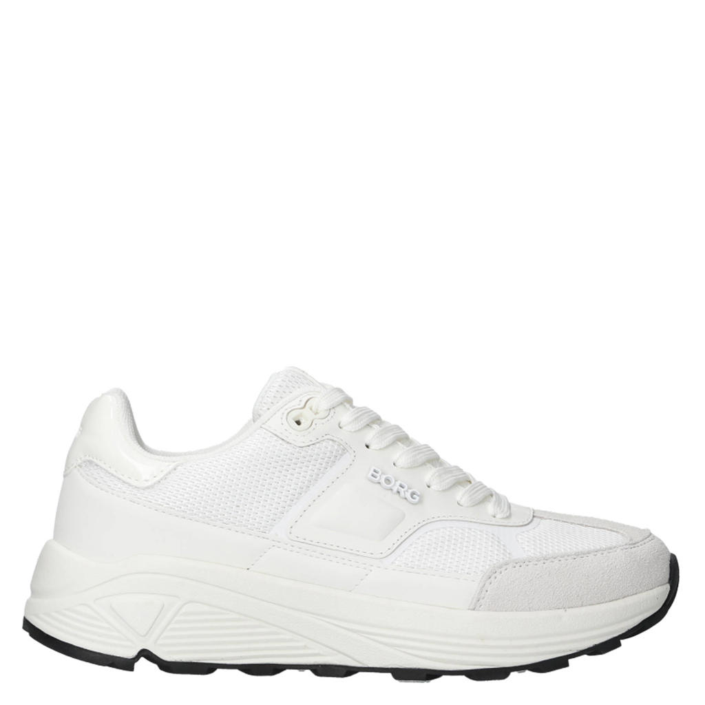 Witte dames Björn Borg sneakers van 97% polyurethane/3% pig leather met veters