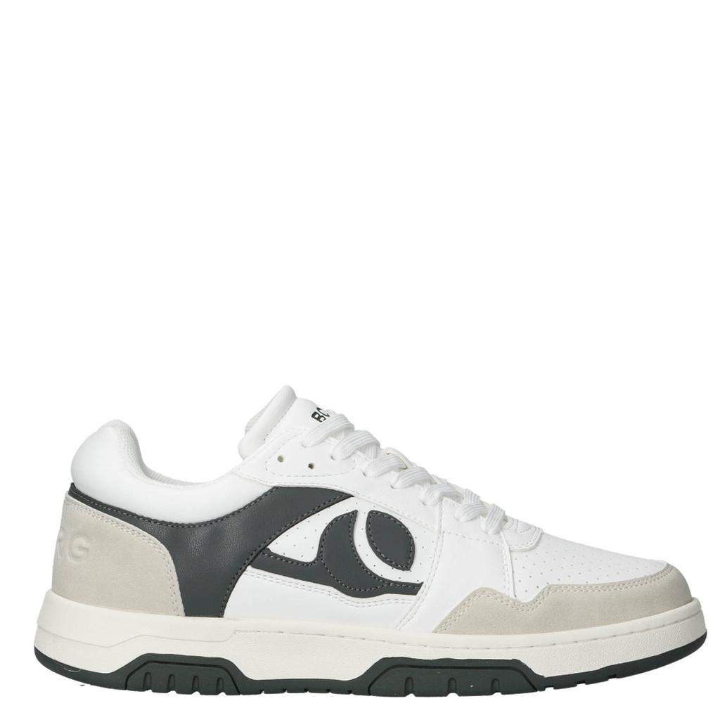 Wit en grijze heren Björn Borg sneakers van 70% waterbased pu/30% cow suede leather met veters