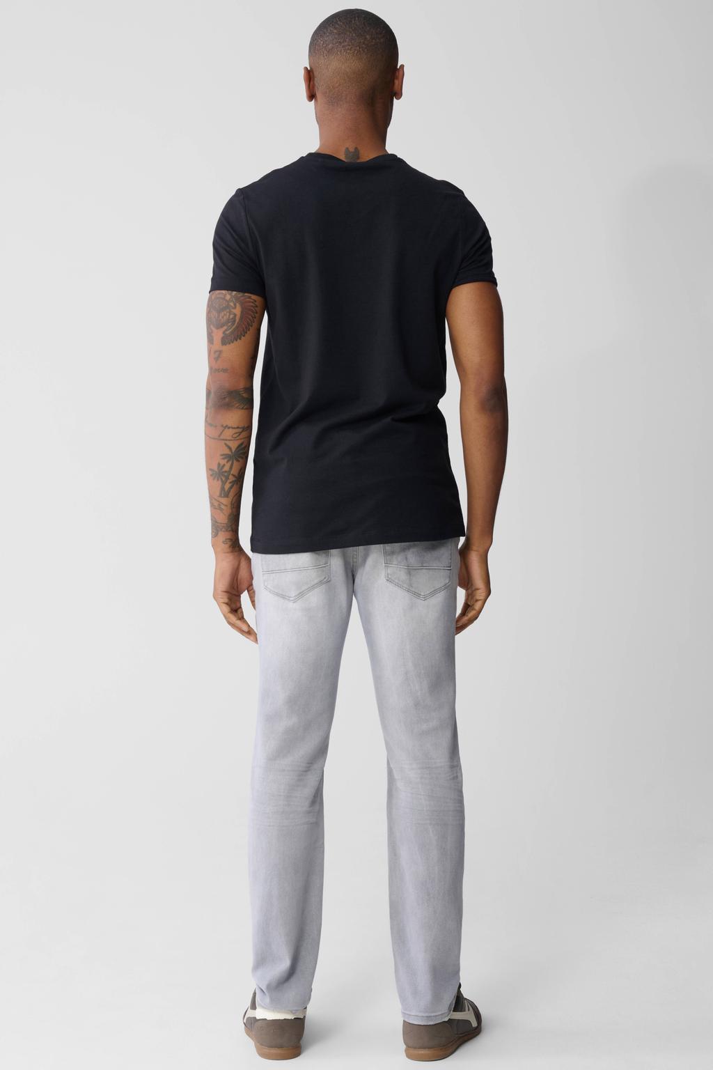 Zwarte heren Shoeby regular T-shirt van katoen met effen, korte mouwen en V-hals