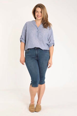 slim regular waist bermuda short medium blue denim
