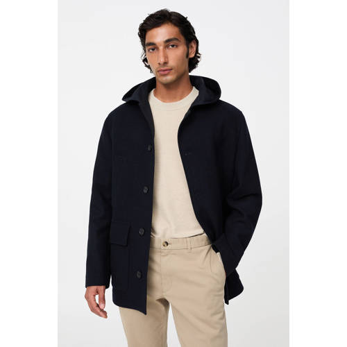 Mango Man manteljas met wol donkerblauw afbeelding