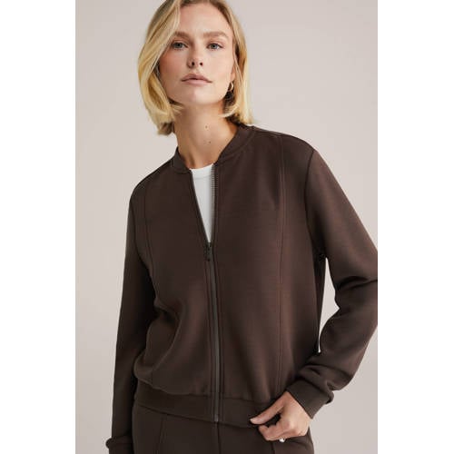 WE Fashion sweatvest donkerbruin afbeelding
