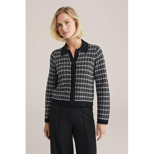 WE Fashion geruit gebreid vest zwart afbeelding