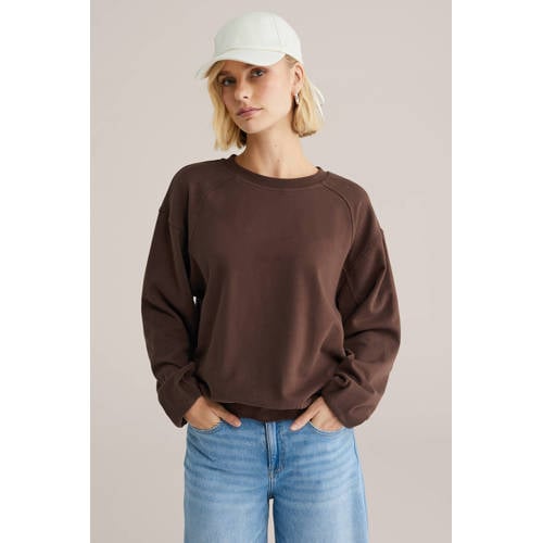 WE Fashion sweater donkerbruin afbeelding