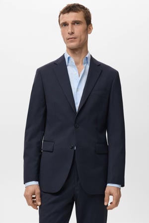 colbert met wol donkerblauw