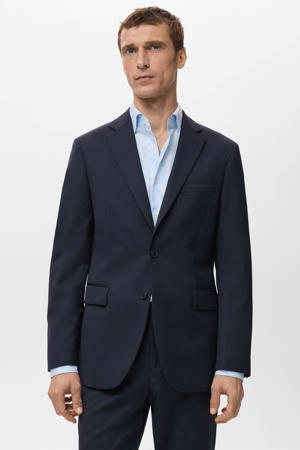 colbert met wol donkerblauw