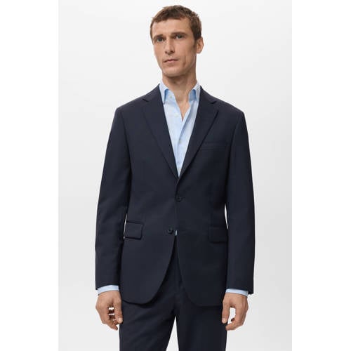 Mango Man colbert met wol donkerblauw afbeelding