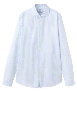 Slim gestreepte casual overhemd lichtblauw