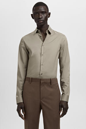 Slim casual overhemd beige