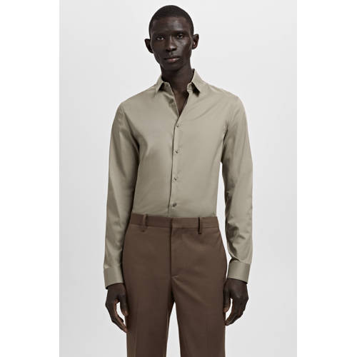 Mango Man Slim casual overhemd beige afbeelding