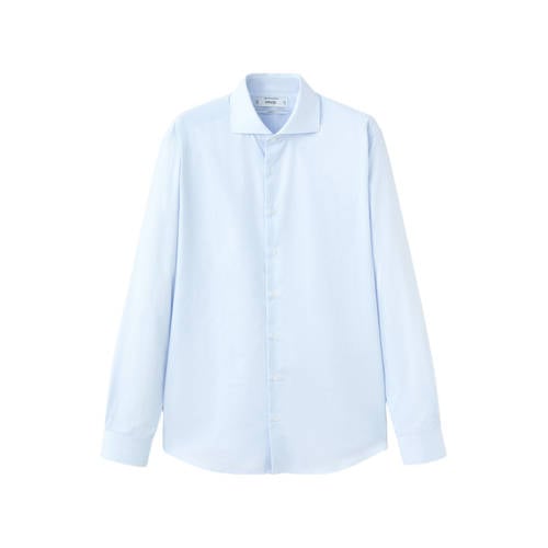 Mango Man Regular gestreepte casual overhemd lichtblauw afbeelding
