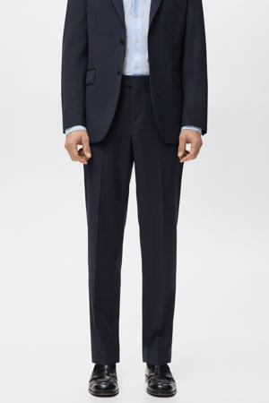 Turin slim pantalon met wol donkerblauw