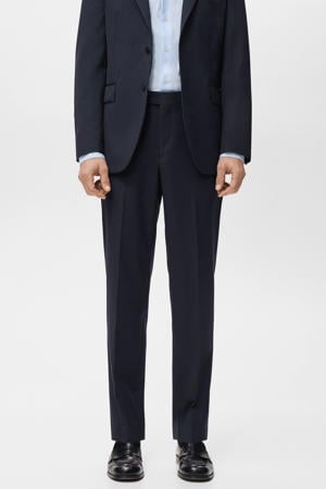 Turin slim pantalon met wol donkerblauw