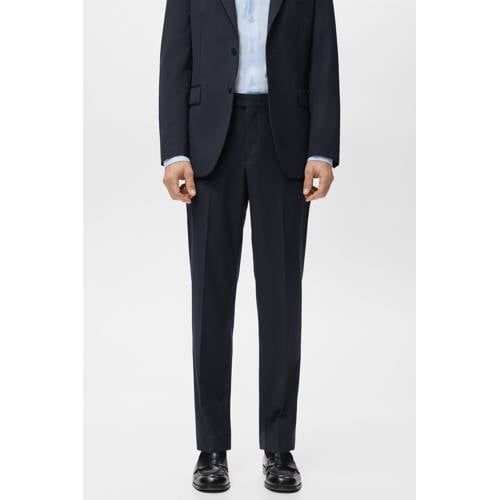 Mango Man Turin slim pantalon met wol donkerblauw afbeelding